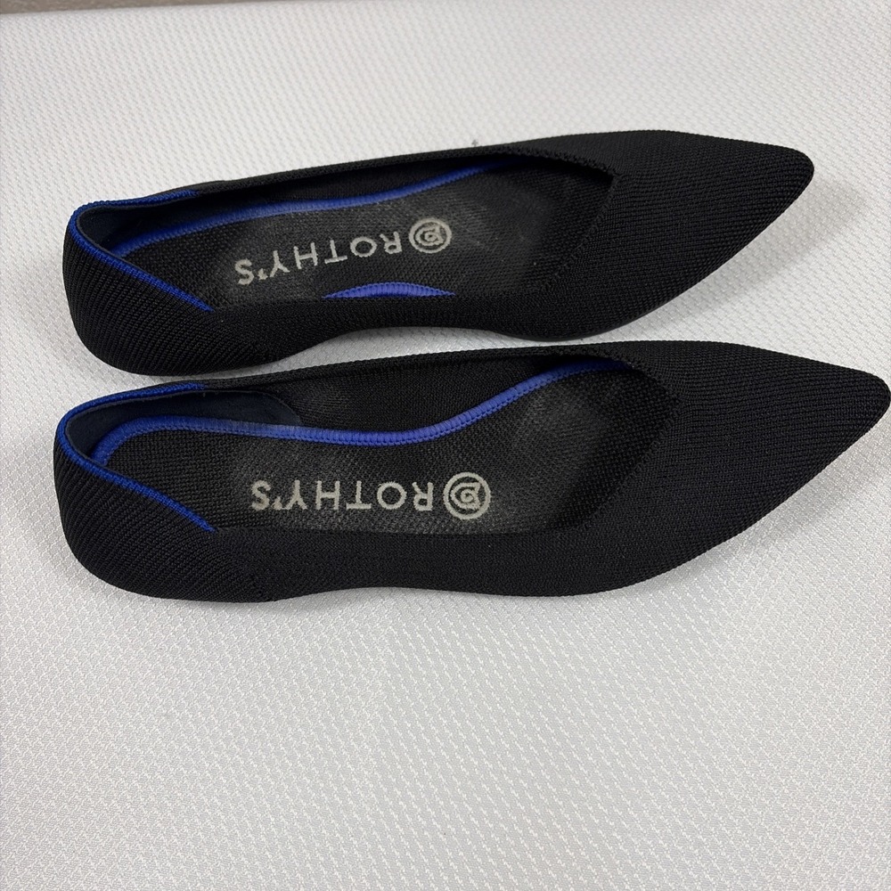 Rothy's Womens Black Pointed Toe Ballet Flats Shoes Slip On - Sz 8 - Picture 3 of 9